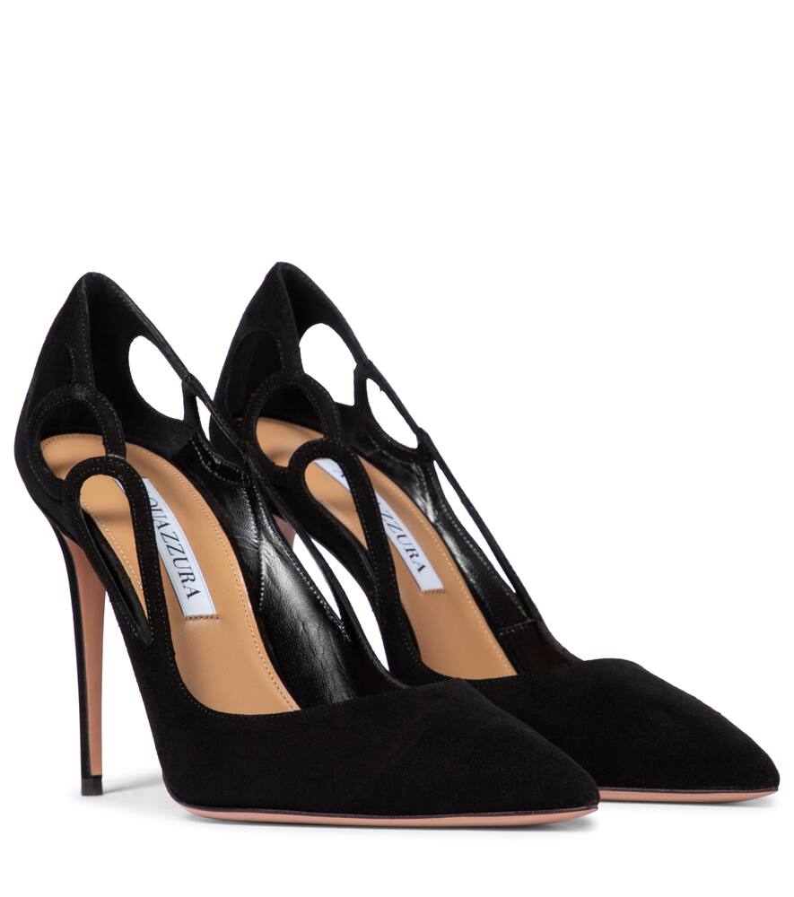 Click to view more detailed imagery on our partner's website Aquazzura Soul 105 Suede Slingback Pumps In Black