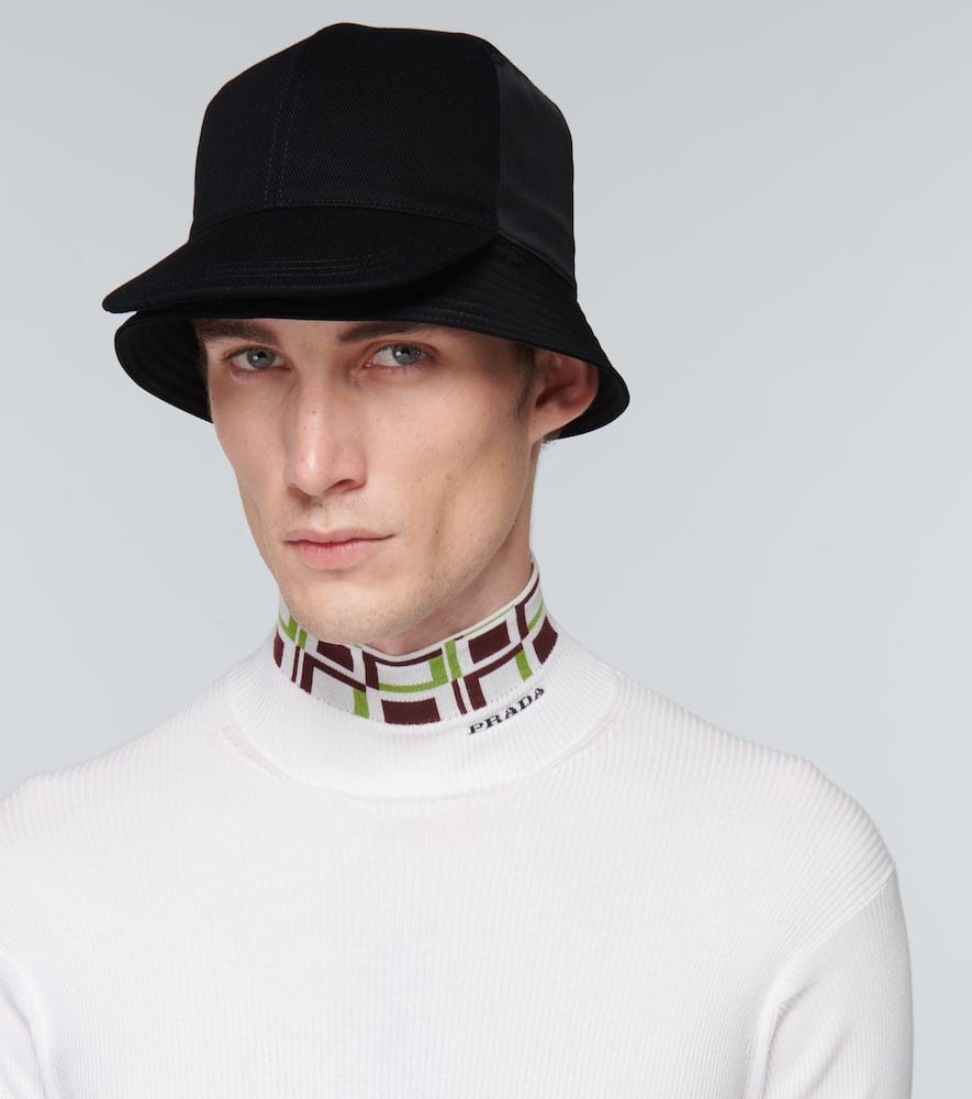 Shop Prada Embroidered Bucket Hat In Nero
