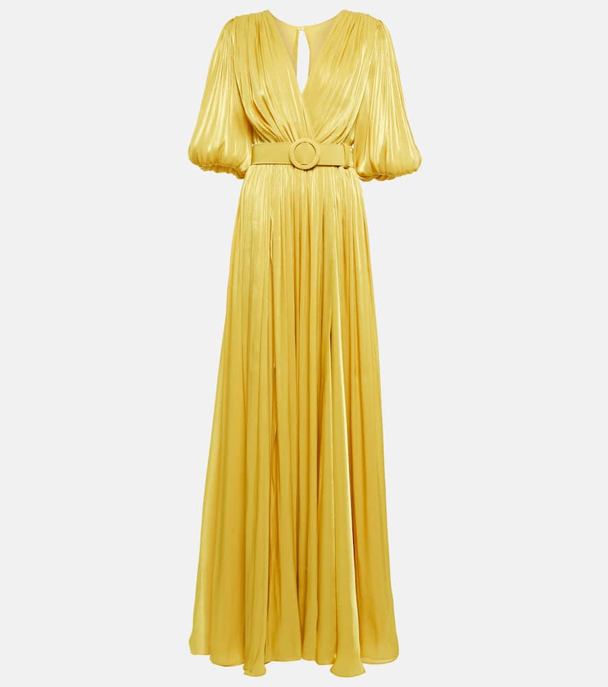 Costarellos Brennie Georgette Gown In Turmeric Yellow