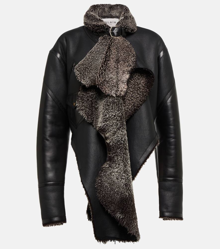 Alaïa Shearling-trimmed leather jacket