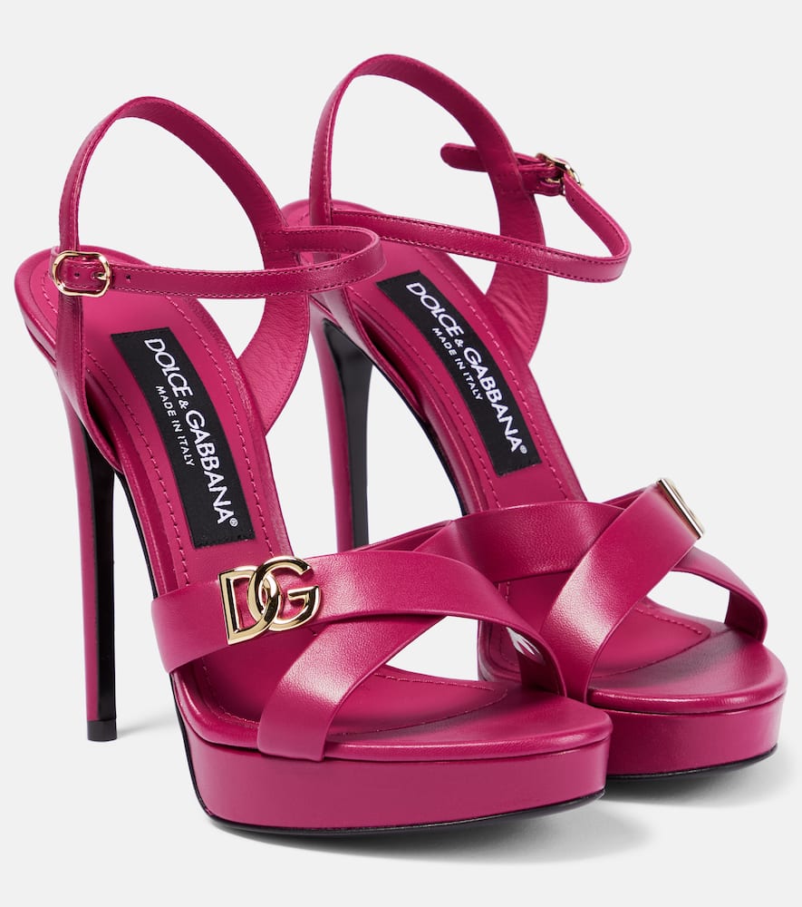 Dolce & Gabbana Olimpya Leather Crisscross Platform Sandals In Pink