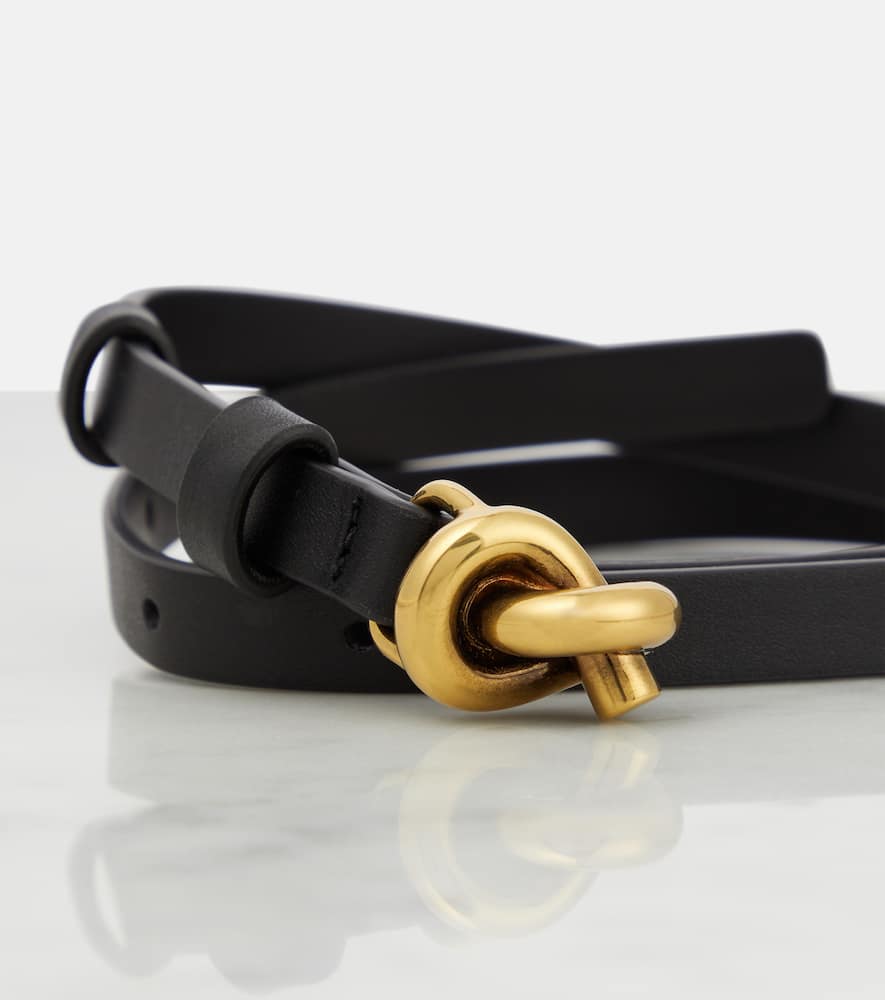Bottega Veneta 1.2cm Knot Leather Belt In Black