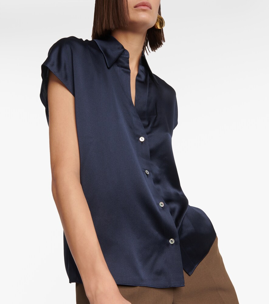  Vince Vince Ruched Silk Satin Blouse 