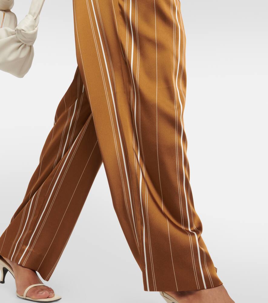 Vince Multi-stripe Satin Pull-on Pants In Brown