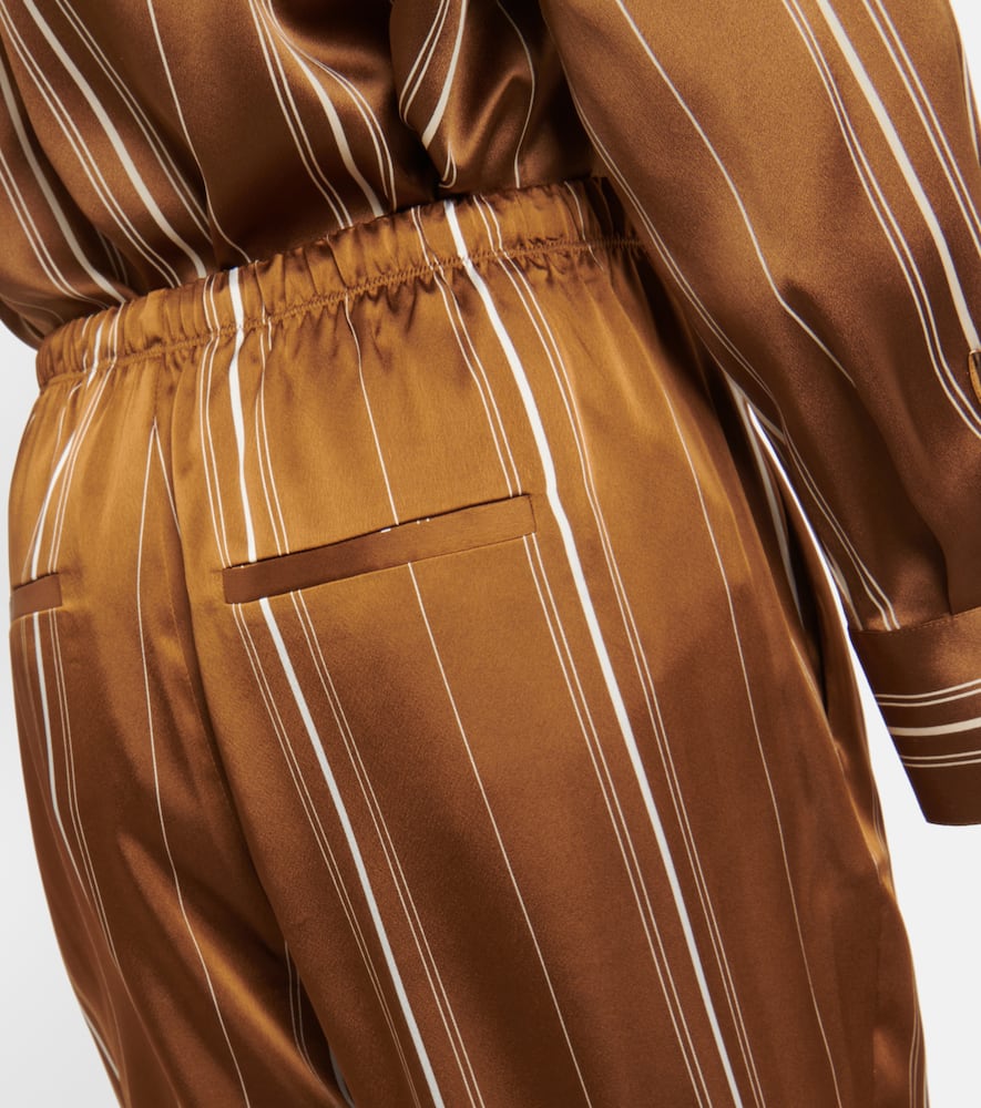 Vince Multi-stripe Satin Pull-on Pants In Brown
