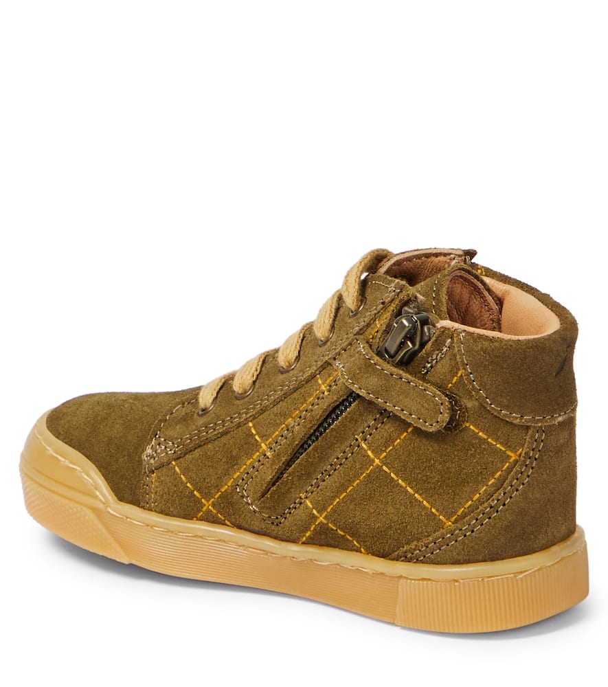Petit Nord Quilted Suede Sneakers In Green