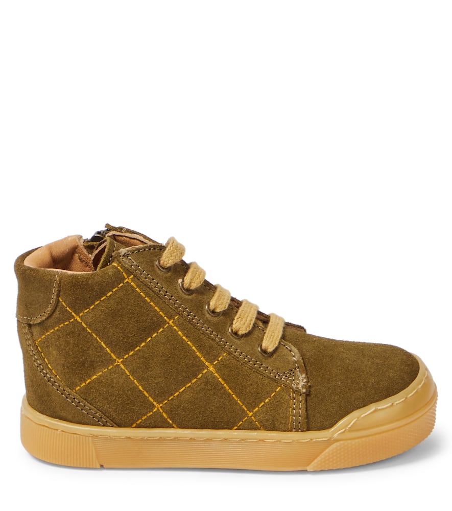 Shop Petit Nord Quilted Suede Sneakers In Green