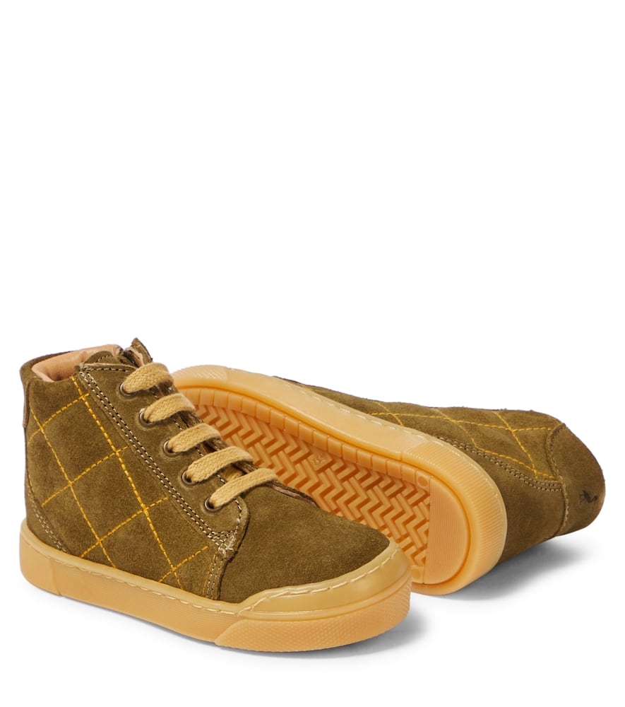 Shop Petit Nord Quilted Suede Sneakers In Green