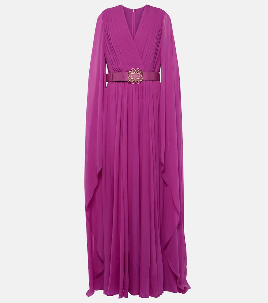 Elie Saab Pleated silk chiffon gown