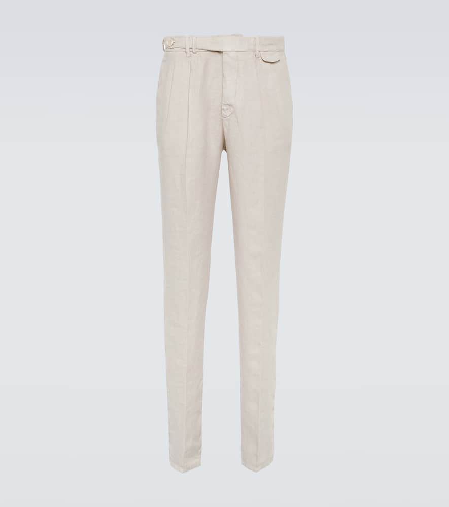 Brunello Cucinelli Linen Slim Pants In Beige