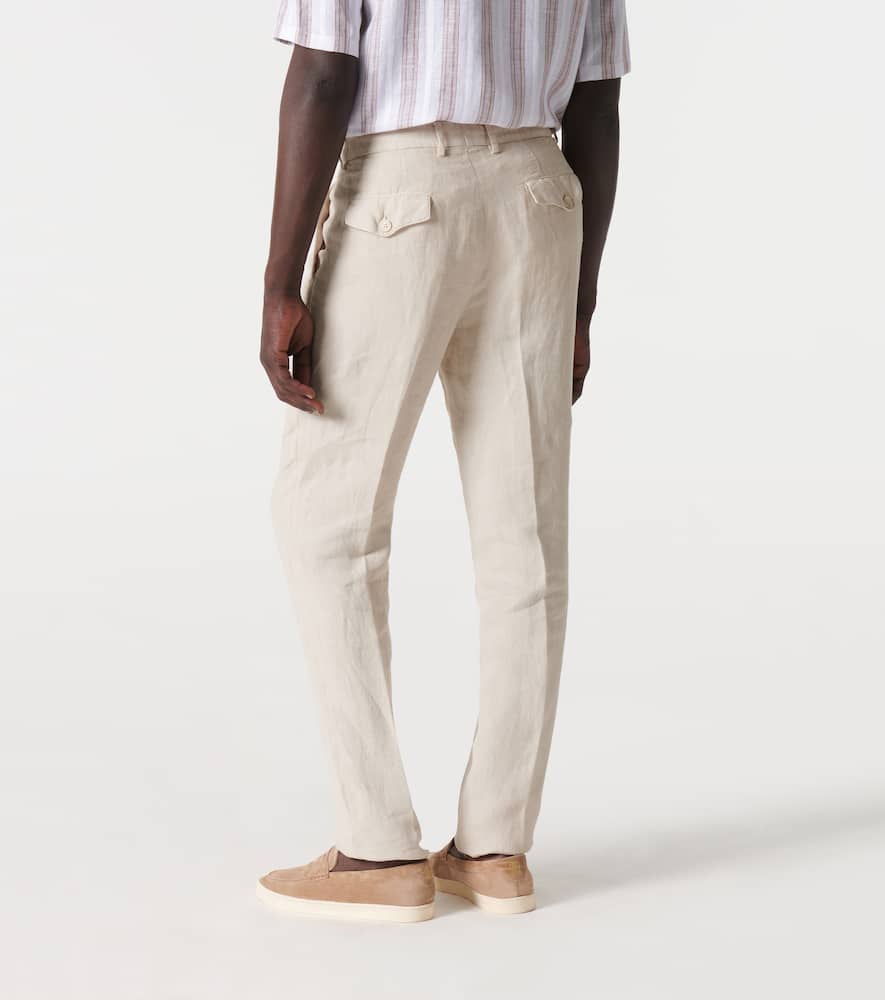 Brunello Cucinelli Linen Slim Pants In Beige