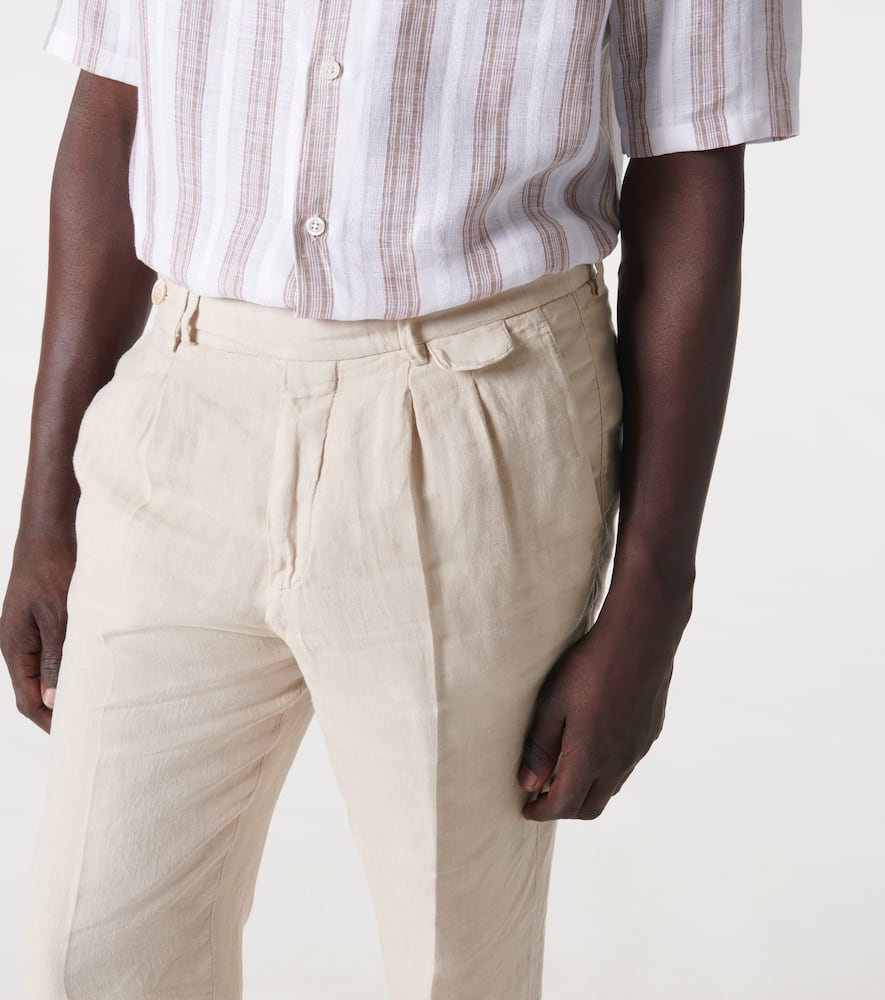 Brunello Cucinelli Linen Slim Pants In Beige