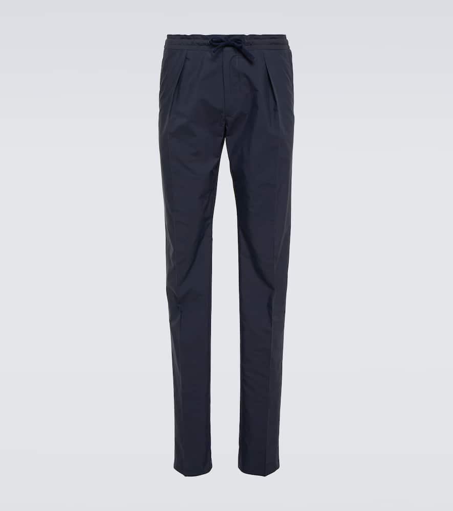 Cotton-blend slim pants