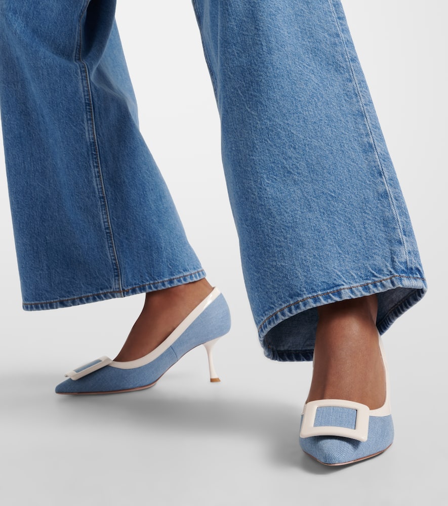 Roger Vivier Viv In The City Buckle Denim Pumps In Blue