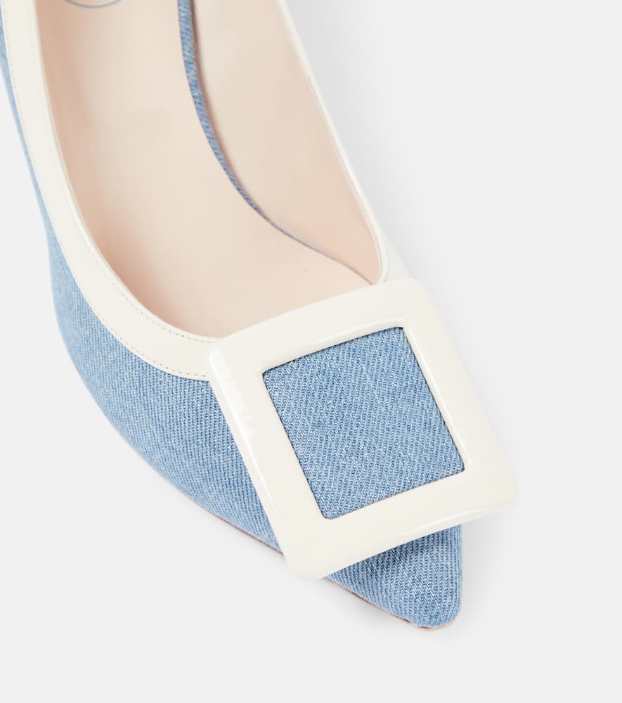 Shop Roger Vivier Viv' In The City Leather-trimmed Pumps In Blue