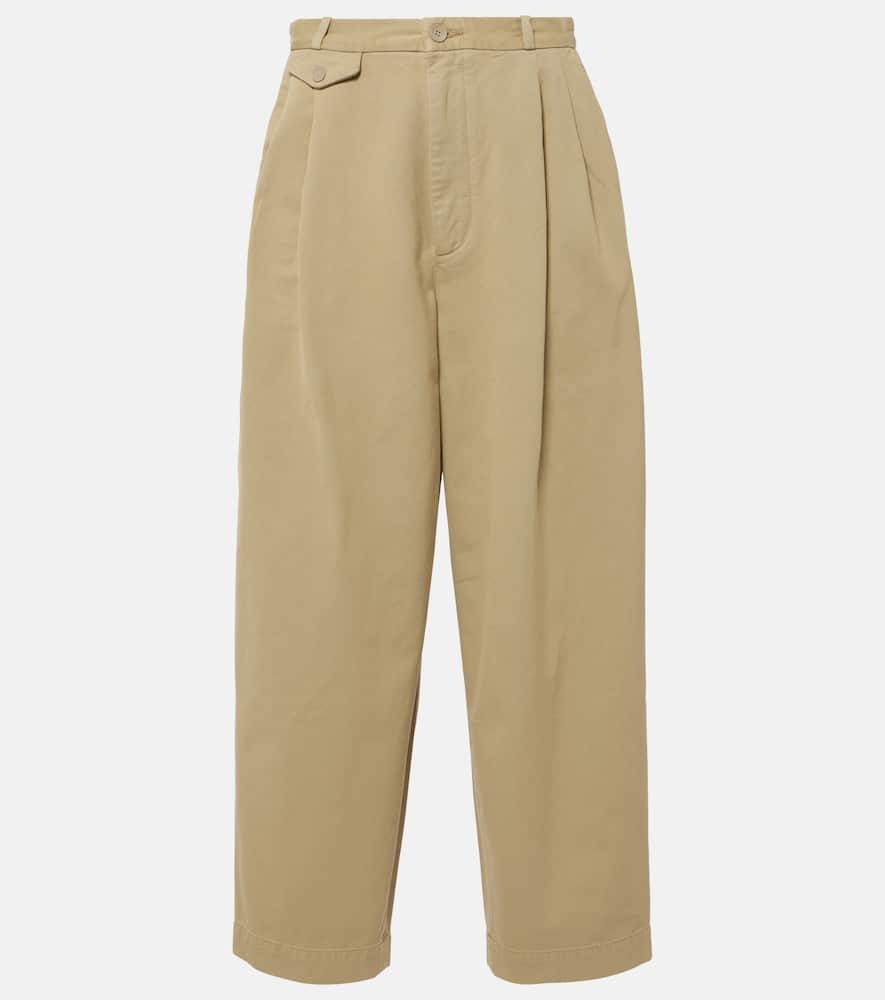Agolde Daryl Pleated Cotton-twill Wide-leg Pants In Green