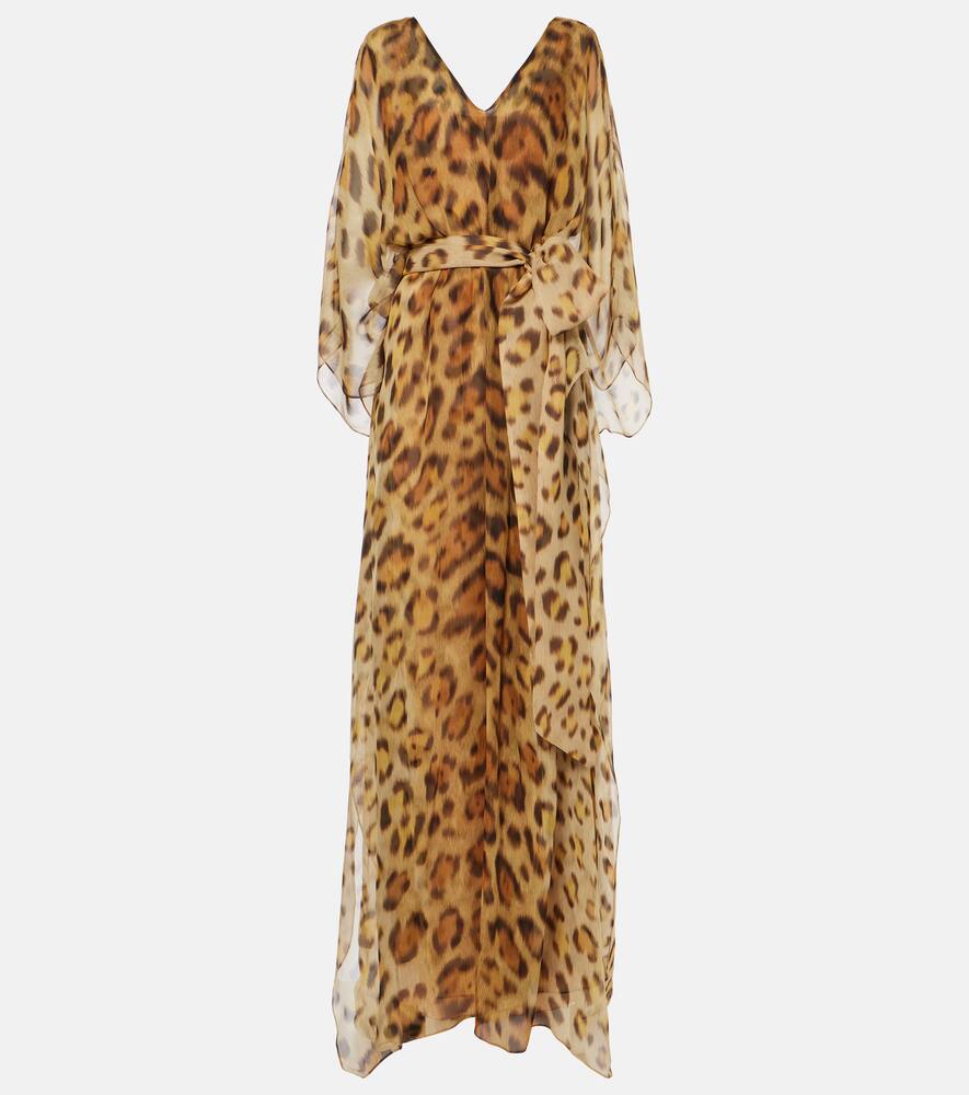 Oscar de la Renta Leopard-print silk chiffon kaftan