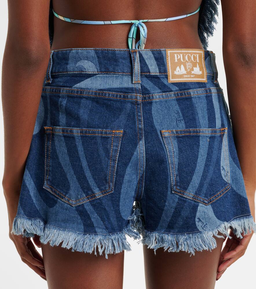 Shop Pucci Marmo Denim Shorts In Blue