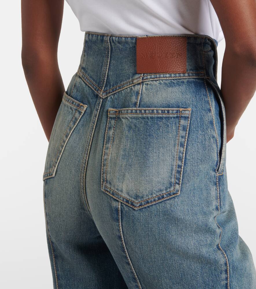 Alexander Mcqueen Blue Flared Jeans With Foldover Waist And Logo Patch On The Rear In Denim Womanaa In Blue