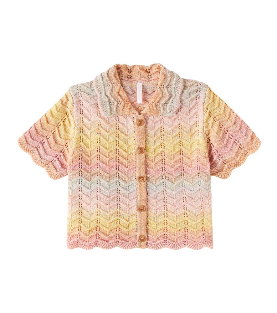 Zimmermann Kids Tallow chevron cotton-blend polo shirt