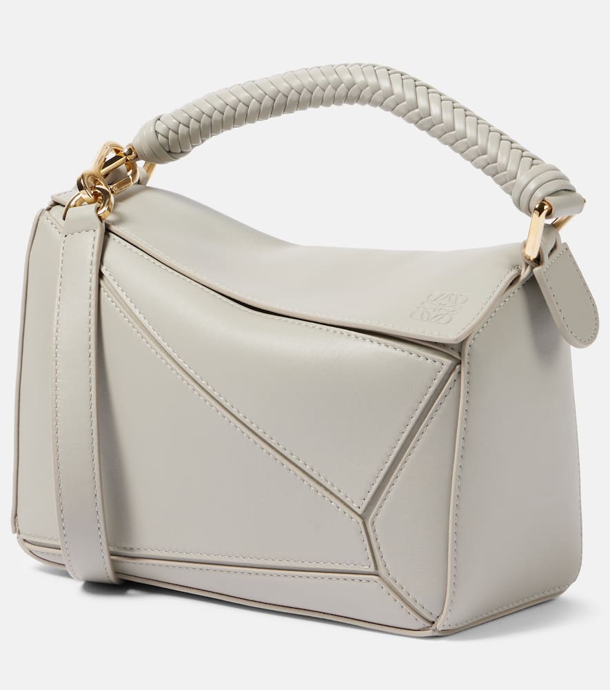 Loewe Puzzle Small Leather Shoulder Bag In Shell Grey
