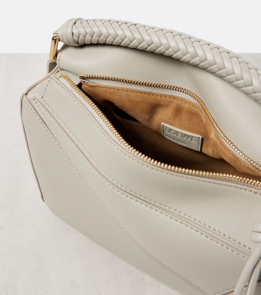 Loewe Puzzle Small Leather Shoulder Bag In Shell Grey