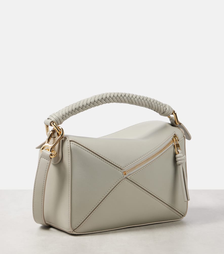 Loewe Puzzle Small Leather Shoulder Bag In Shell Grey
