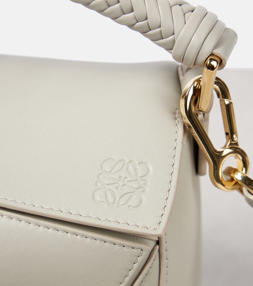 Loewe Puzzle Small Leather Shoulder Bag In Shell Grey
