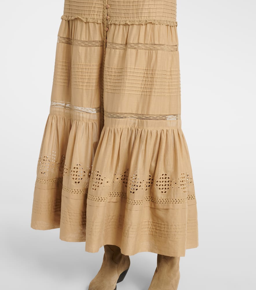 Isabel Marant Étoile Green Cotton Voile Dusta Long Skirt In Grün