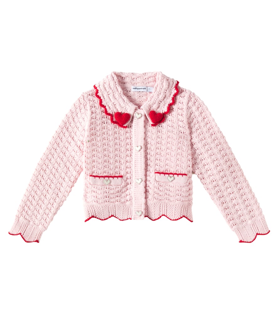 Self-Portrait Kids Embroidered cotton-blend cardigan