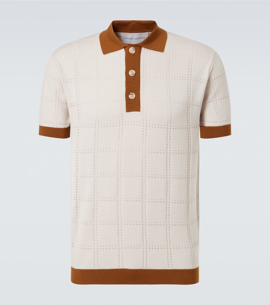 Checked wool polo shirt