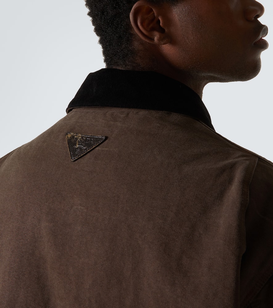 Prada Cotton Shearling-collar Jacket In Brown