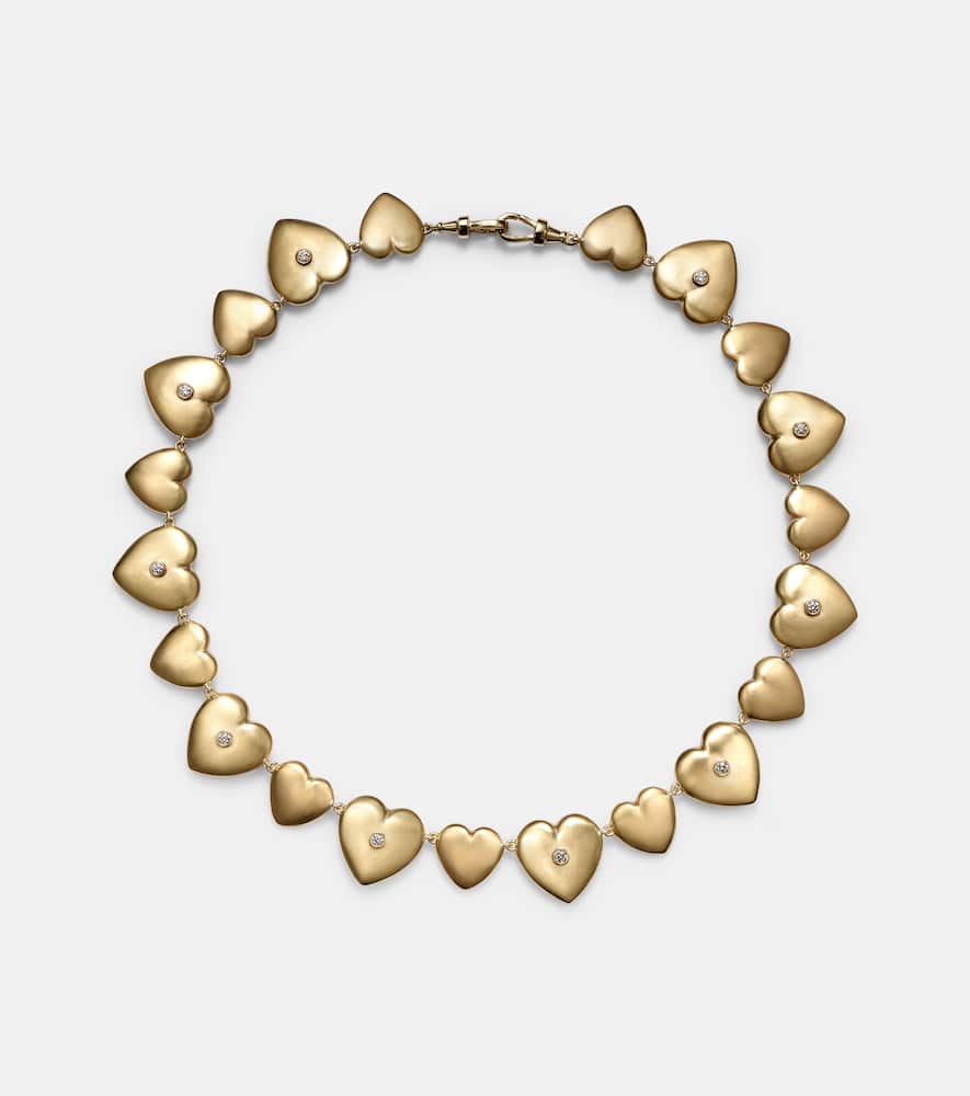 Heart 14kt gold necklace with diamonds