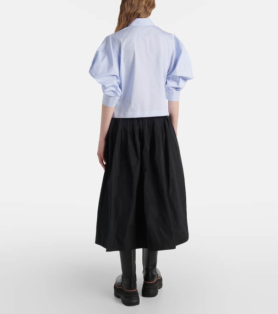 Sacai Striped Cotton Poplin Shirt In Blue