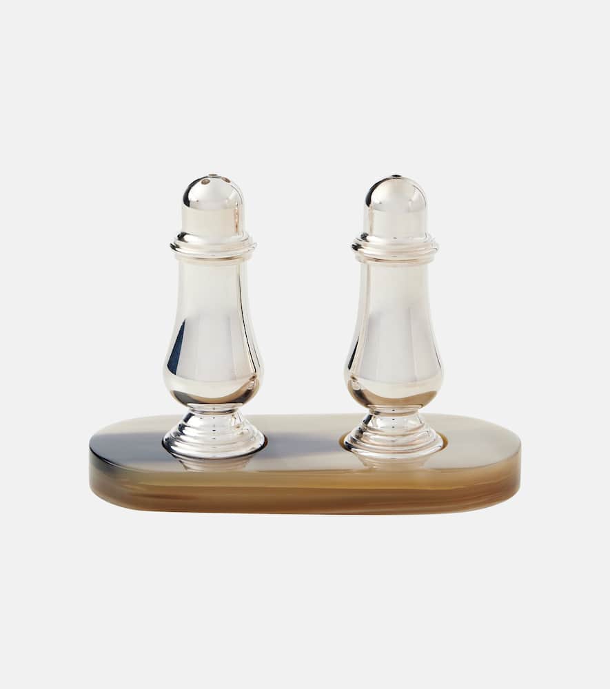 Brunello Cucinelli Horn and steel salt and pepper shakers