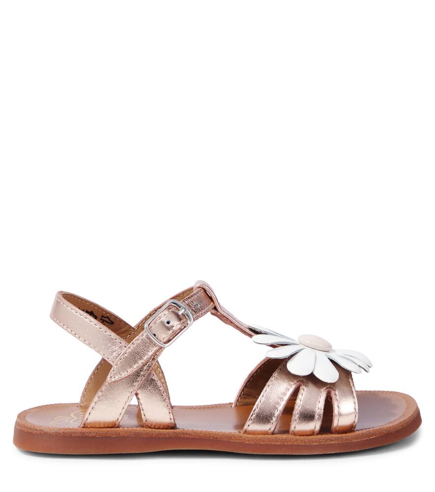 Pom D'api Plagette Big Flo Metallic Leather Sandals In Metallic