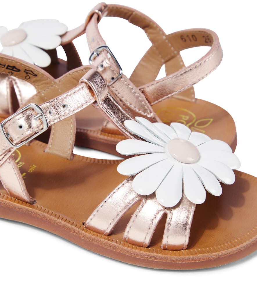 Pom D'api Plagette Big Flo Metallic Leather Sandals In Metallic