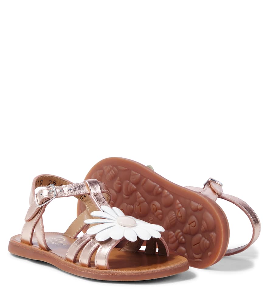 Pom D'api Plagette Big Flo Metallic Leather Sandals In Metallic