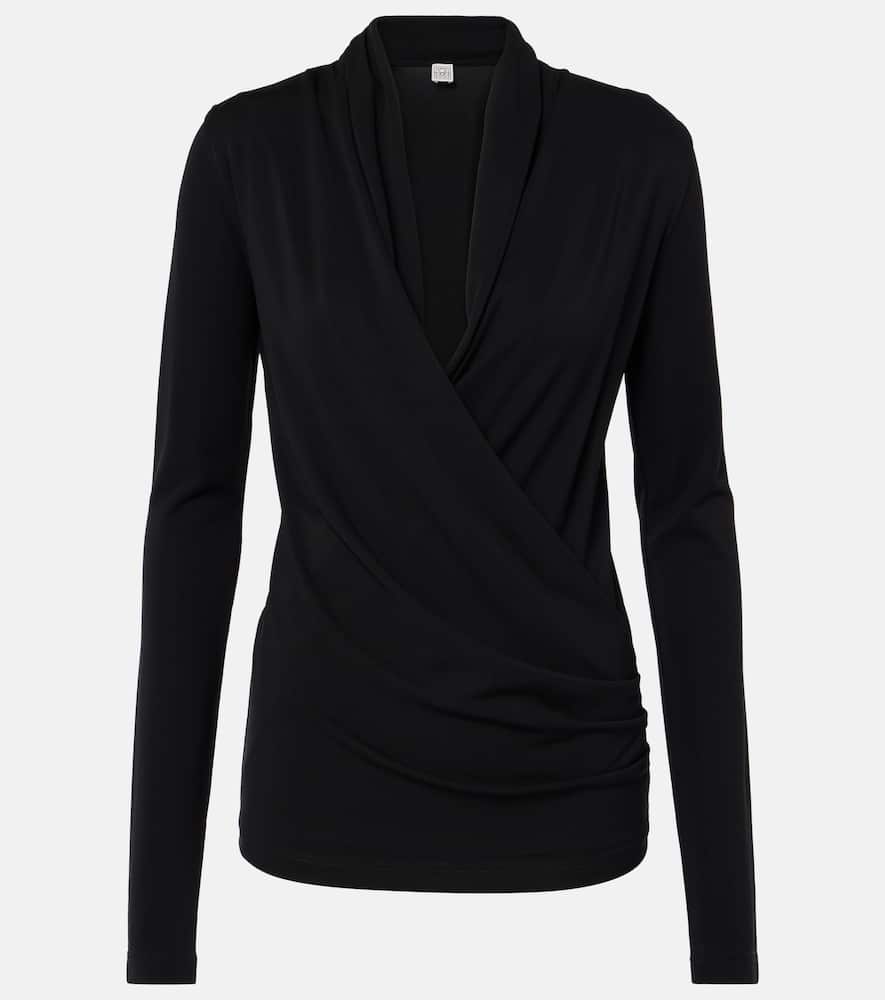 Totême Toteme Overlapped Jersey Top In Black