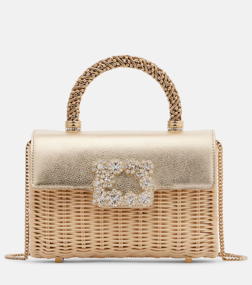 Jewel Efflorescence Mini rattan tote bag