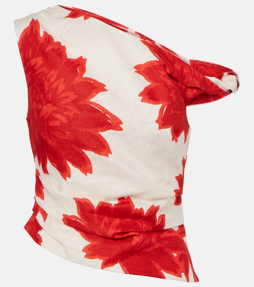 SIR Floral draped linen top