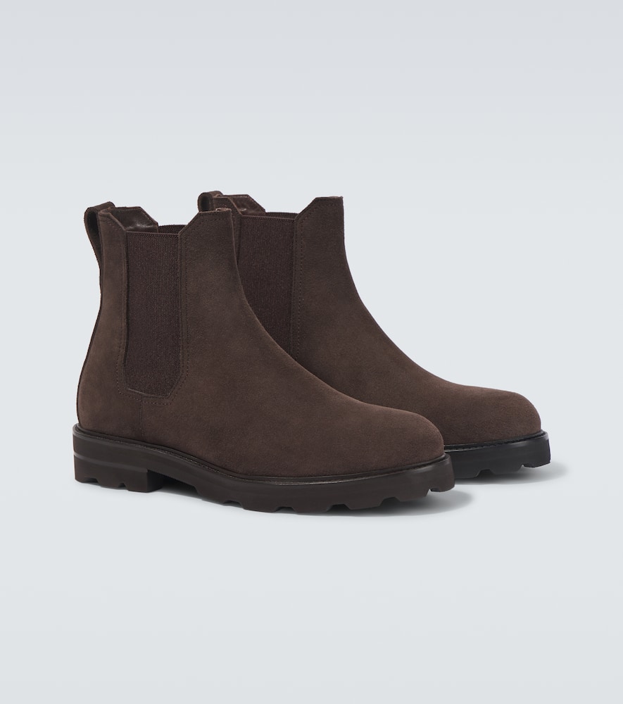 Brioni Suede Chelsea Boots In Brown