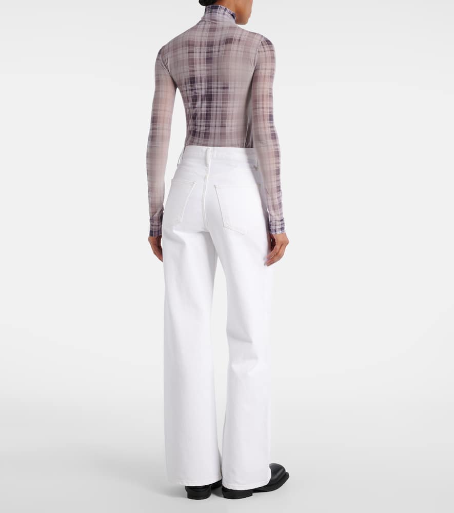 Shop Agolde Dame High-rise Wide-leg Jeans In White