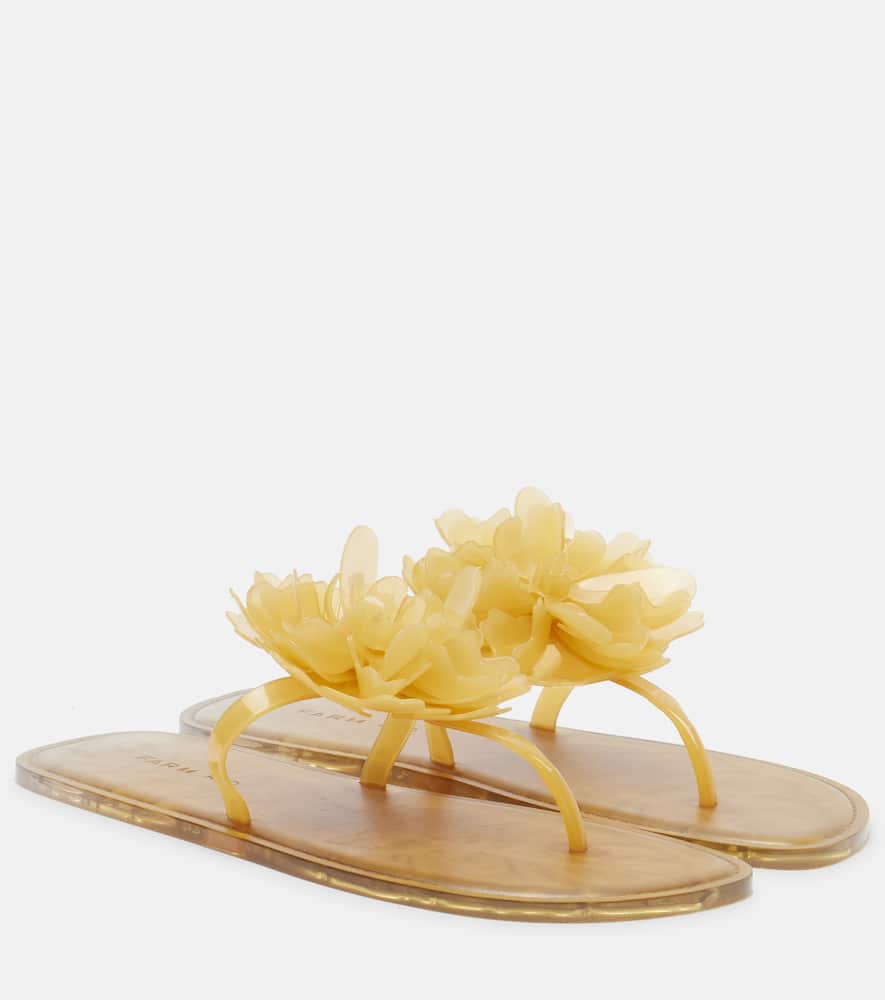 Floral-appliqué thong sandals