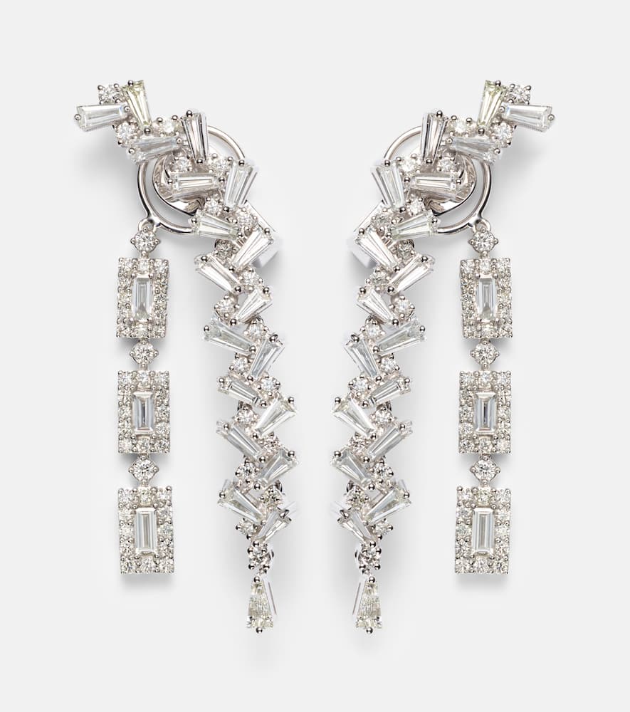 Y-Couture 18kt white gold drop earrings with diamonds