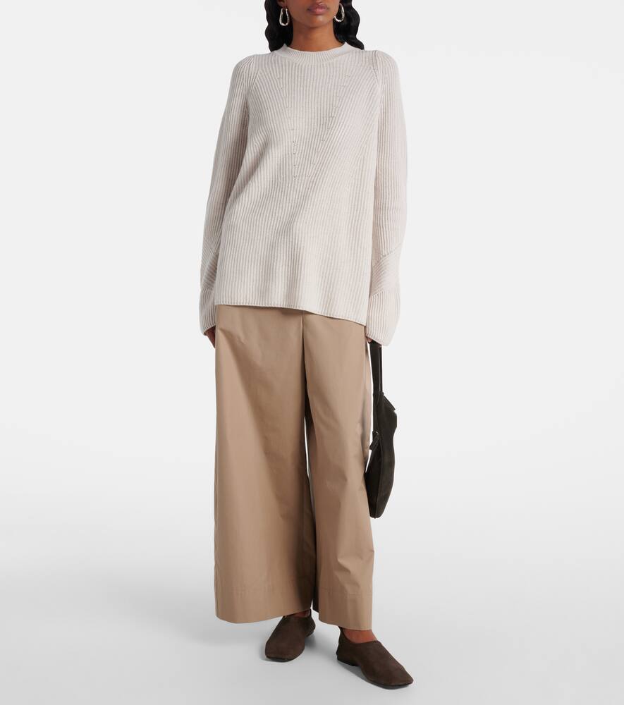 S Max Mara Molveno Crewneck Wool Ribbed Sweater Knitwear White