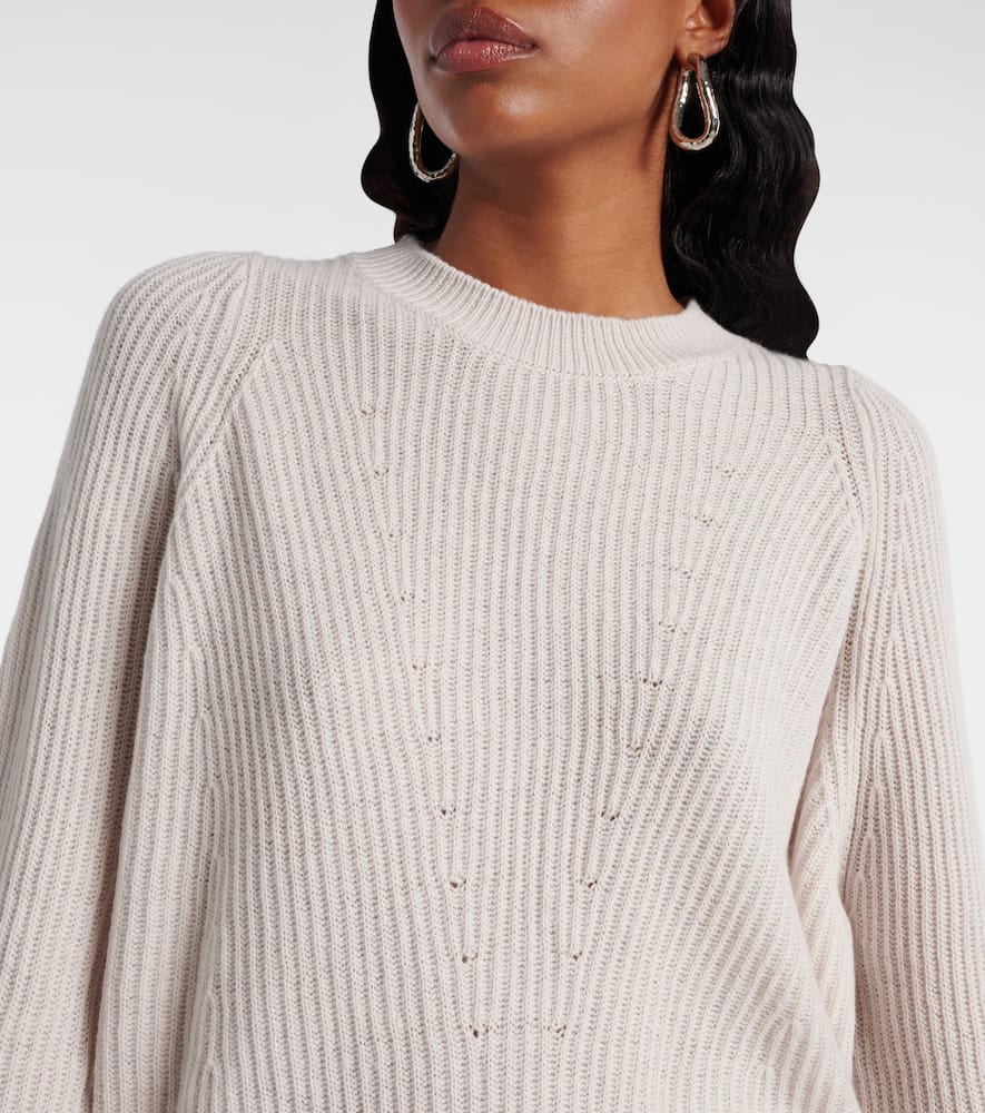 S Max Mara Molveno Crewneck Wool Ribbed Sweater Knitwear White