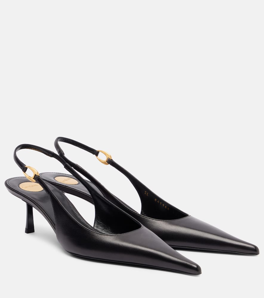 Saint Laurent Vendome 50 Leather Slingback Pump In Black