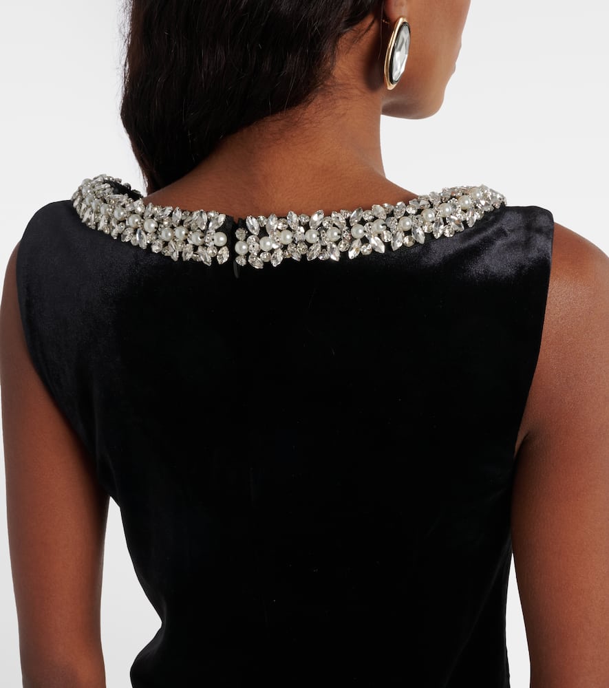 Self-portrait Crystal-embellished Velvet Minidress In Black