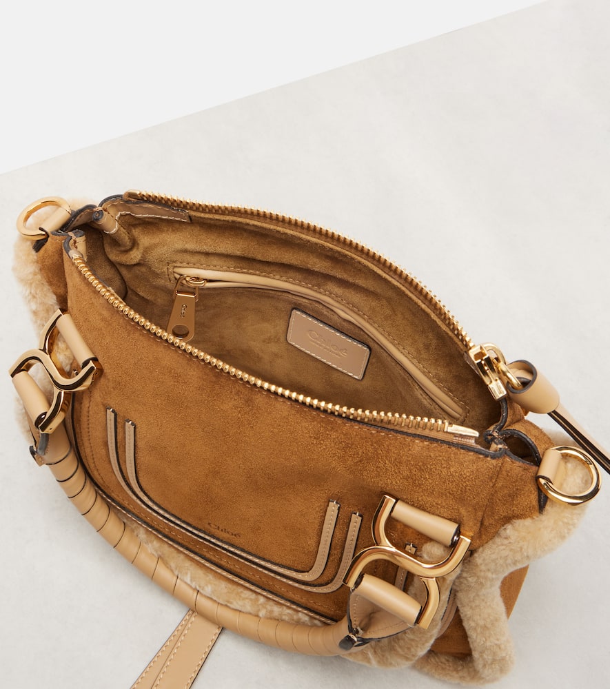 Chloé Marcie Small Suede Tote Bag In Sand